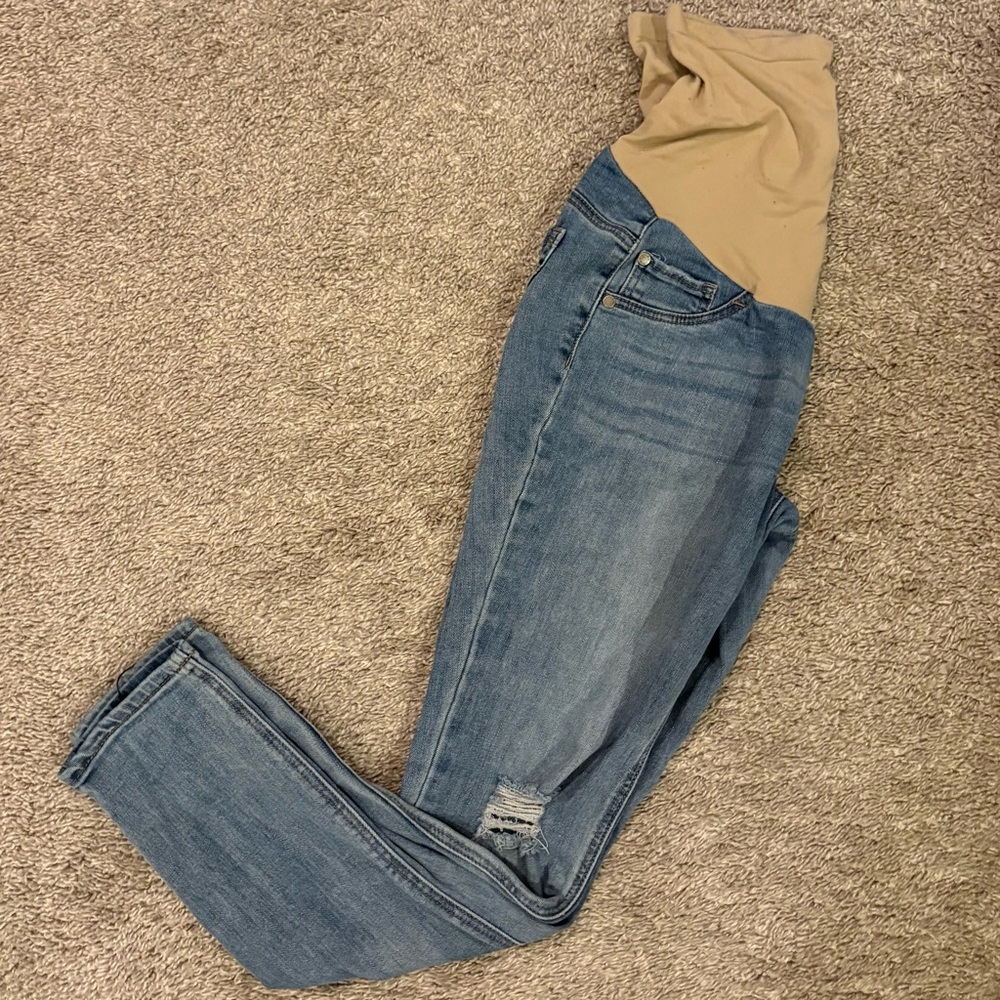 Indigo Blue Distressed Maternity Jeans - Medium